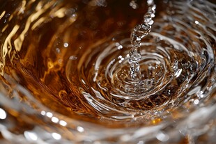 液体滴落激起美丽涟漪