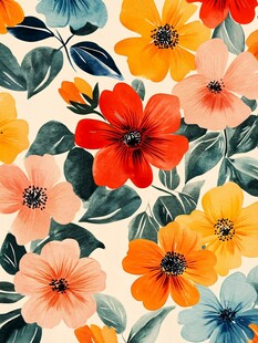 多彩花卉图案装饰素材