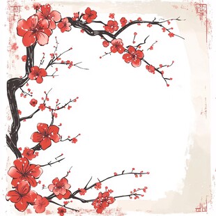 红梅图饰 中式典雅边框