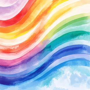 彩虹水彩波浪背景图案