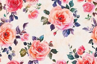 水彩玫瑰花卉图案背景