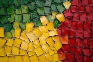 多彩碎瓷片拼接墙面纹理