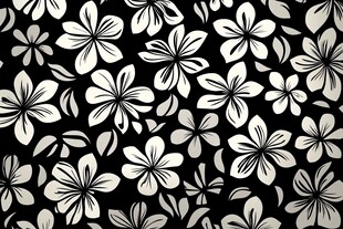 黑白花卉图案无缝背景