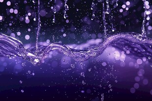 梦幻紫色水波水滴景象