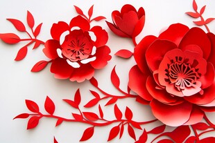 立体红纸花装饰艺术