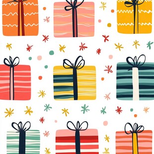 彩色礼物图案与装饰元素