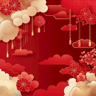 喜庆中式云花节庆背景图