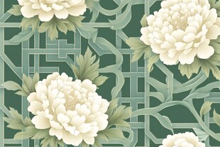 中式牡丹几何图案纹理