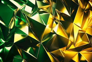 绿金几何多边形立体背景
