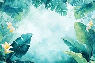 清新热带植物背景图