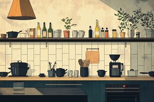 温馨厨房一角的生活景致