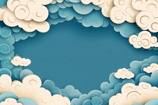 梦幻云朵环绕蓝色背景
