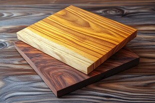 两块精美木质砧板展示