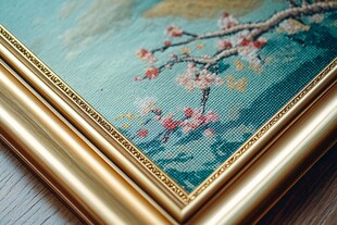 金色框中式花卉装饰画