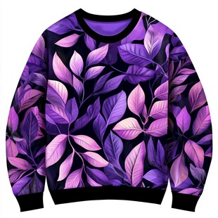 紫色叶纹时尚卫衣