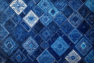 蓝调几何花纹瓷砖图案