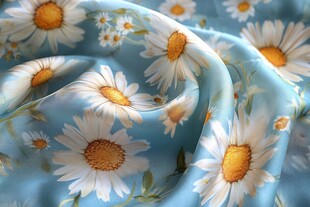 蓝底雏菊印花柔软布料