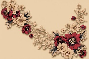 复古刺绣花卉装饰图案