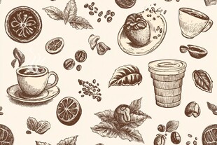 咖啡主题手绘插画元素