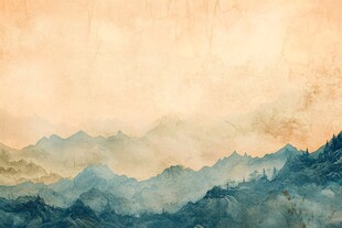 水墨群山间的朦胧意境