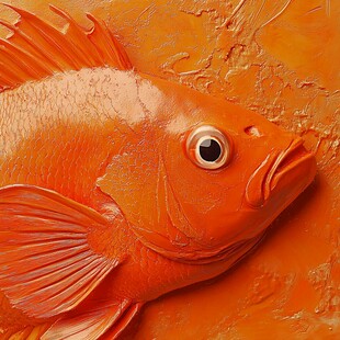 橙红色大鱼特写艺术画面