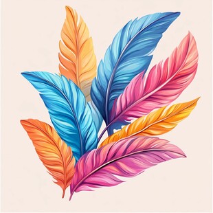 多彩绚丽羽毛插画艺术图