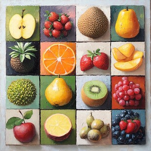 多彩水果绘画拼贴展示