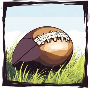 草地上的橄榄球