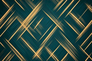蓝绿底金色线条几何图案