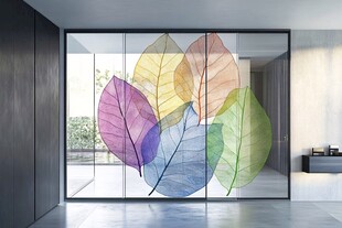 彩色叶脉玻璃艺术装饰画