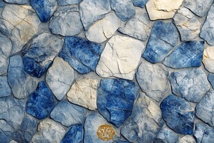 蓝白拼贴石墙纹理图案