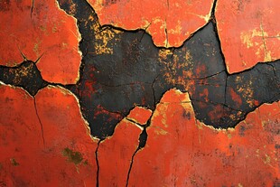 剥落红漆的斑驳墙面