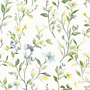清新花卉水彩无缝图案