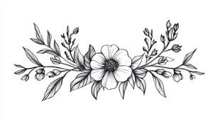 黑白花卉枝叶装饰图案