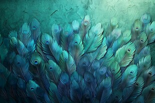 梦幻蓝绿孔雀羽毛背景
