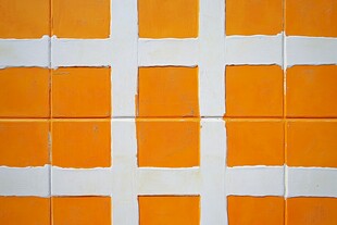 橙色白缝瓷砖墙面纹理