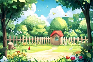 童话风森林中的小屋花园