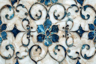 蓝白精美花纹瓷砖图案