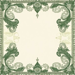 复古绿色花纹边框装饰图