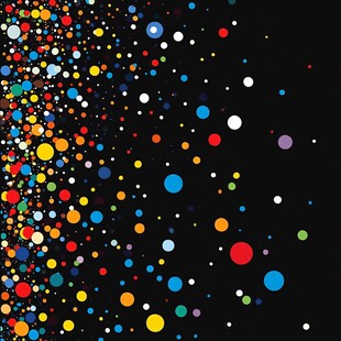 彩色圆点黑色背景抽象图案