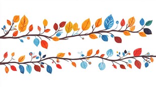 彩色秋叶树枝装饰图案