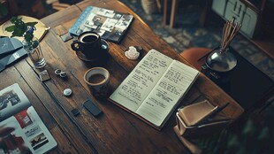 温馨书桌一角的惬意时光