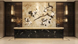 中式风格前台背景墙装饰