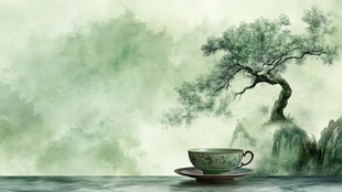 水墨风茶景意境图