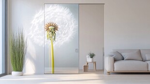 简约风房间的蒲公英装饰门