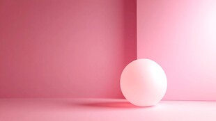 粉色空间中的简约圆球