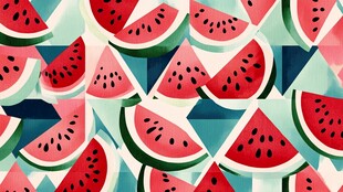 缤纷西瓜几何图案背景图