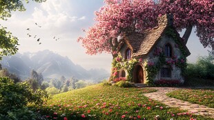 梦幻田园中的童话小屋