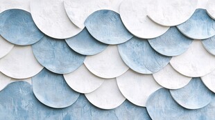 蓝白鱼鳞状墙面装饰图案