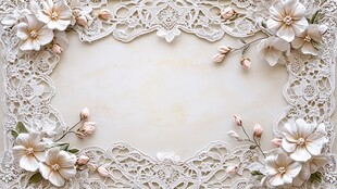蕾丝花边与花卉装饰背景